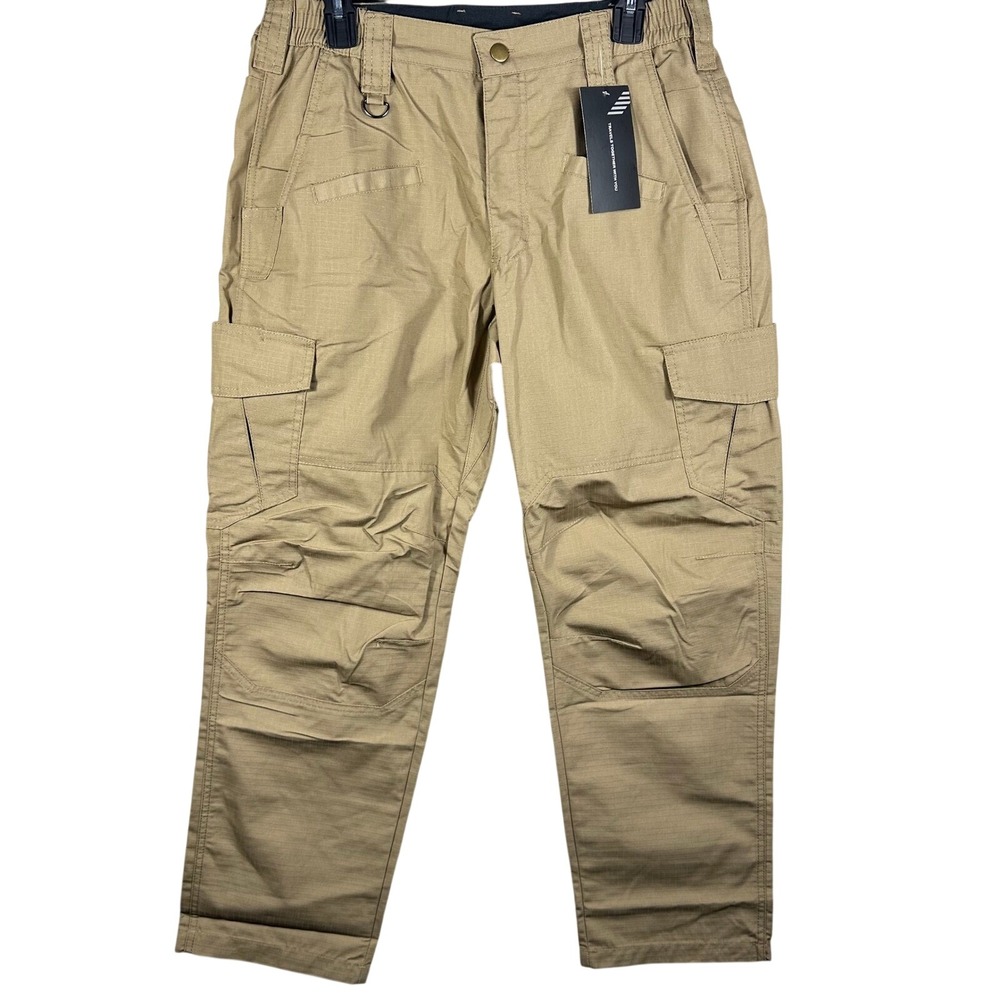 Tactical Cargo Pants Mens 32x30‎ Khaki Tan Ripstop Multi-Pocket Outdoor NWT